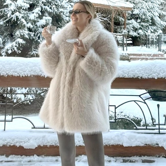 WOMEN faux fur jacket collared thick winter coat